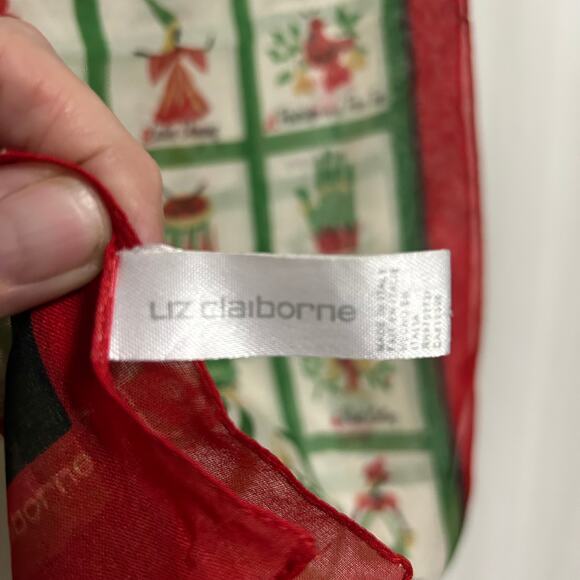 Liz Claiborne Vintage 12 days of Christmas Scarf 25x60 Made in Italy - Picture 6 of 8